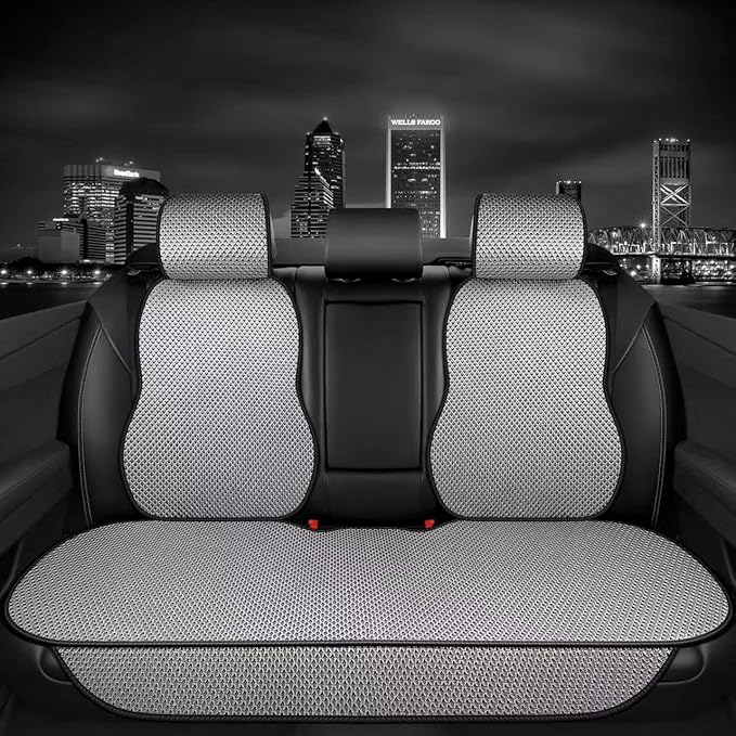 Auto Newer Luxury Breathable Rear Bench Car Seat Cover Fit Four Seasons, Back Seat Protector,Universal Rear of Car Seat Cushions,Universal Fit for 97% Cars,SUV,Pickup,Van(Rear Seat,Gray)