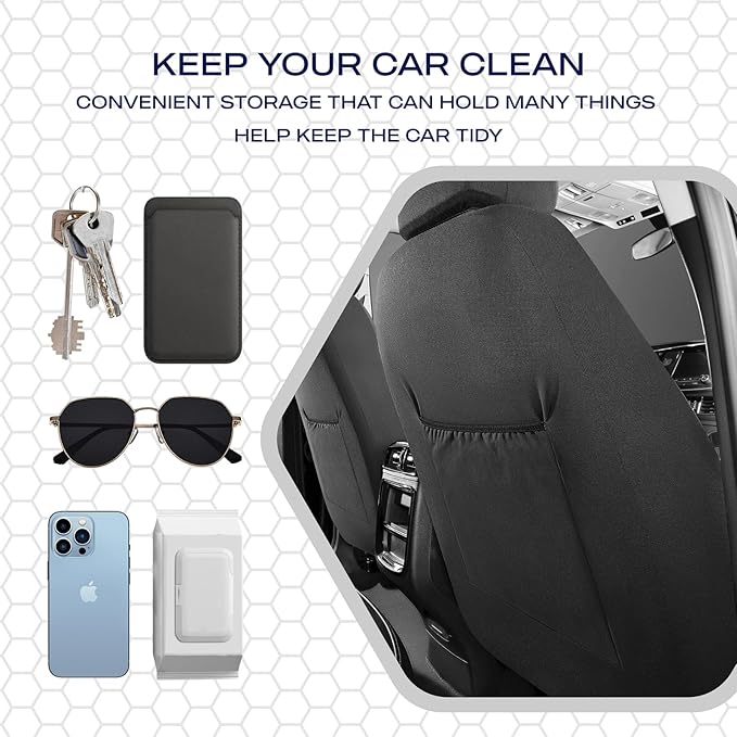 Skechers Aircooled & Memory Foam Seat Covers,Premium Leather with EVA Mesh Car Seat Covers,Seat Cover Full Sets,Airbag Compatible Automotive Comfort for Most Cars, Vans, Trucks, SUV,Blue