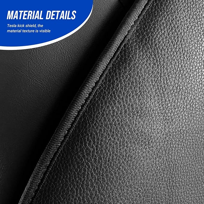 Automotive Seat Back Protector for Tesla Model 3/Y (2017-2025) - Waterproof Leather Kick Mat with Storage Pocket