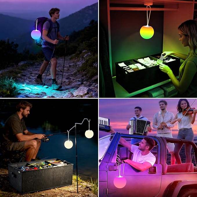 MIU Color Collapsible Trunk Organizer with Rechargeable LED Globe Lights Set for SUV, Camping, Party & Home Storage,Car Accessories for Men, Women