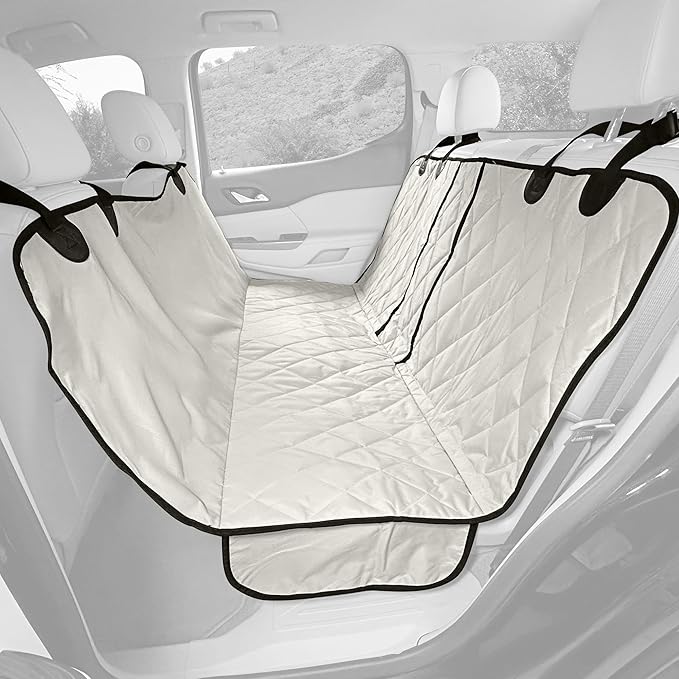 4Knines Dog Hammock for Full Size Trucks & Large SUVs (XL, Tan) – Bench Seat Covers for Trucks with 60/40 Split Seats - Armrest & Seatbelt Access – Waterproof, Easy Install, Machine Washable