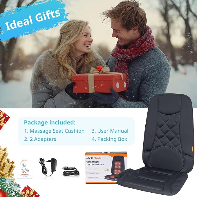 10 Vibration Motors, Massage Seat Cushion with Heat,Back Massager for Chair Back Massager Heated Seat Cover Massage Chair Pad for Pain Relief Home Office Use