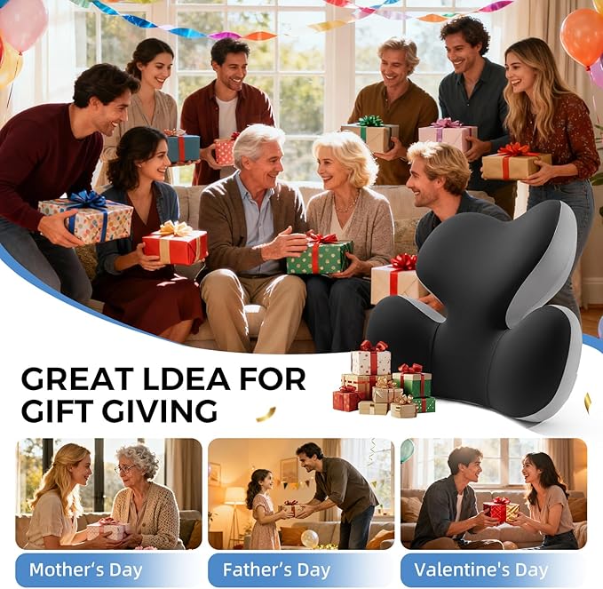 BEBAS Lumbar Support Pillow for Car, Ergonomic Memory Foam Back Cushion for Driving, Lower Back Support for Pain Relief, Lumbar Cushion for Car Seats, Office Chairs, Wheelchairs - Blackgray