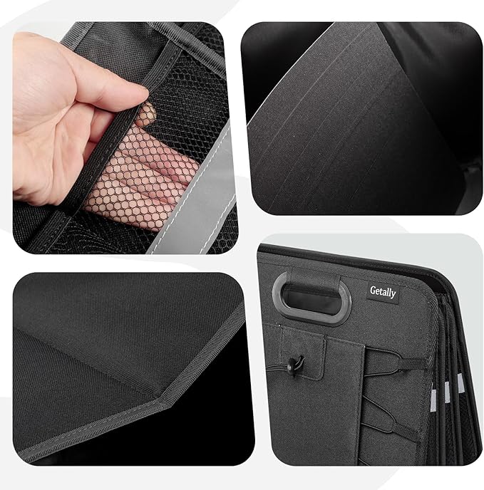 Trunk Organizer for Car, Collapsible Trunk Organizer with Multi Pockets, 3 Compartments Storage Organizer for Car SUV, Truck, Sedan