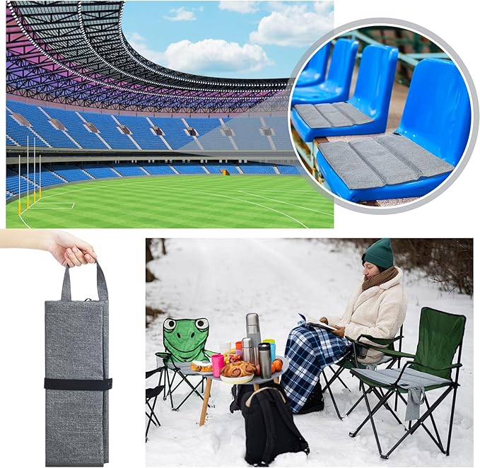 2 Pcs Portable Foldable Heated Seat Cushion Stadium Seat Heating Cushion Pad USB Z Waterproof 3 Mode Adjustable Heated Chair Pad for Indoor Outdoor Sports, Power Bank Not Included