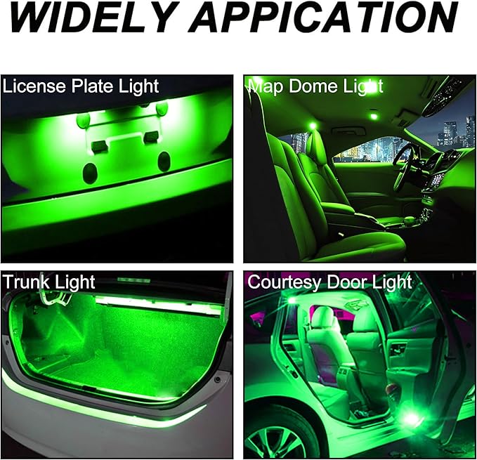 T10 194 168 Dash Instrument White LED Light Bulbs Bright Panel Gauge Cluster Dashboard LED Light Bulbs 10Pcs/Set (Green)