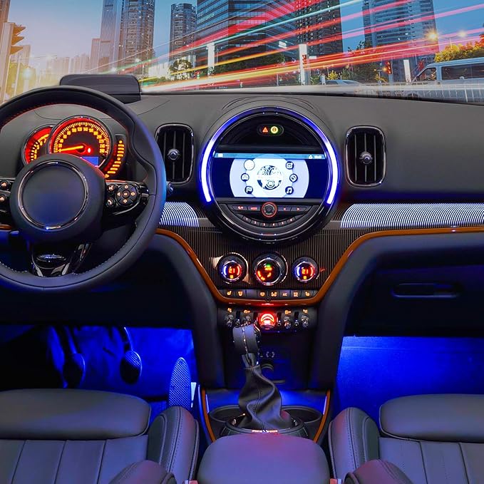 Nilight 48 LEDs DC 5V Multicolor Music Car Strip Light Under Dash Lighting Kit with Sound Active Function and Wireless Remote Control, 2 Years Warranty, 4PCS USB Interior Lights