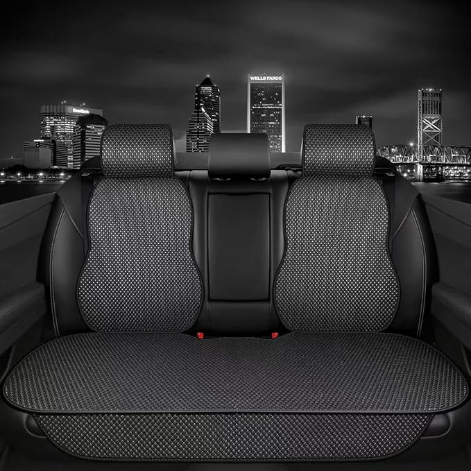 Auto Newer Luxury Breathable Rear Bench Car Seat Cover Fit Four Seasons, Back Seat Protector,Universal Rear of Car Seat Cushions,Universal Fit for 95% Cars,SUV,Pickup,Van(Rear Seat,Black)