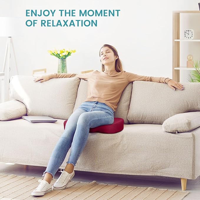 Office Chair Seat Cushion, Cooling Gel Enhanced Memory Foam Cushion for Long Sitting - Back, Sciatica, Coccyx, Tailbone Pain Relief Pillow - for Office, Gaming, Car, Wheelchair - Red, X-Large