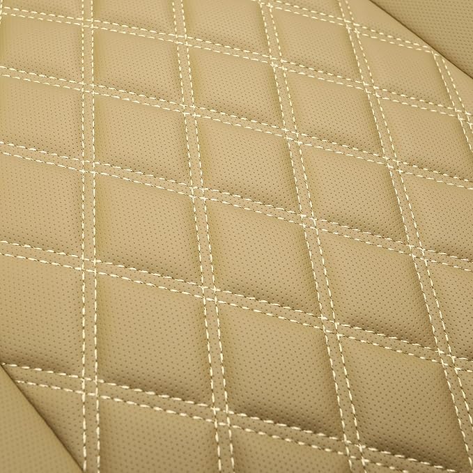1 Pack Leather Front Car Seat Covers,Bottom Seat Covers for Cars,Driver Car Seat Cover,Luxury Seat Protectors,Waterproof,Full Wrap,for Most Vehicles,Sedan,Truck,SUV(Beige)