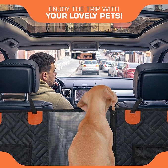 Dog Car Seat Cover for Back Seat – Waterproof Quilted Dog Hammock with Side Protection, Non-Slip, Heavy Duty Pet Seat Cover for Cars, SUVs & Trucks