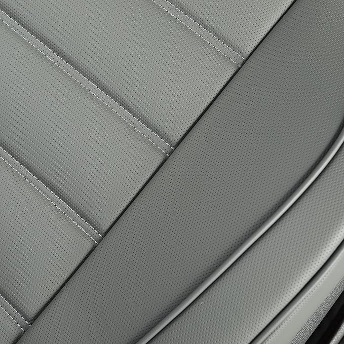 1 Pack Leather Front Car Seat Covers,Bottom Seat Covers for Cars,Driver Car Seat Cover,Luxury Seat Protectors,Waterproof,Anti-Slip,Full Wrap,for Most Vehicles,Sedan,Truck,SUV(Grey)