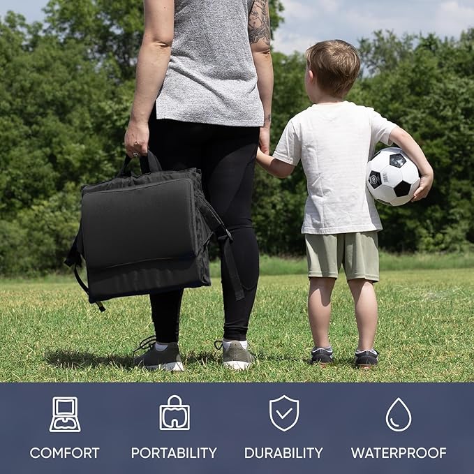 Everlasting Comfort Stadium Seats with Back Support - Adjustable Memory Foam Bleacher Chairs with Back and Cushion, Portable, Easy Folding Stadium Seat Cushion with Storage Pocket