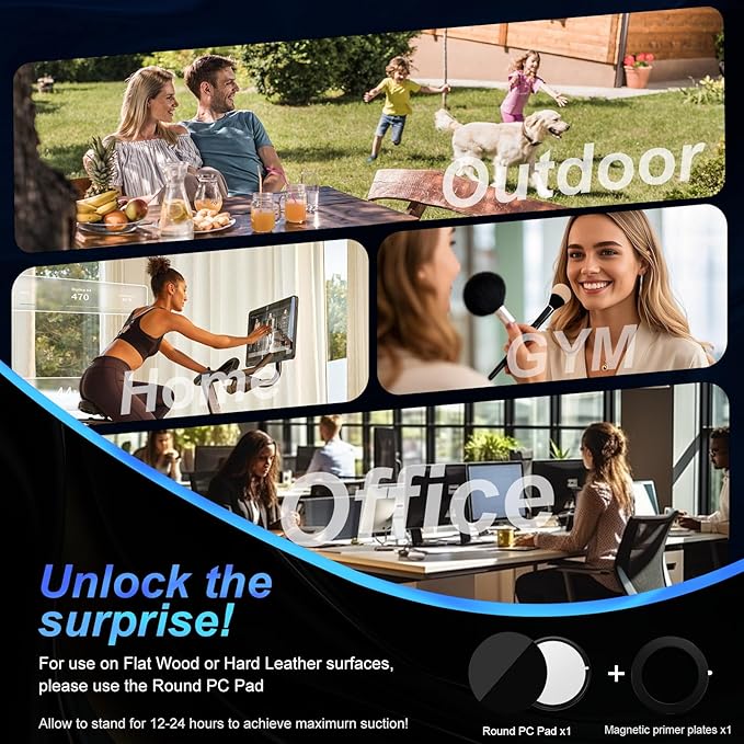 surundo Magnetic Phone Holder for Car - Upgraded 360° Vacuum Magnetic Phone Holder, Foldable Retractable Suction Cup Car Mount for Magsafe for Your Car/Gym/Mirror Mount for iPhone & Android