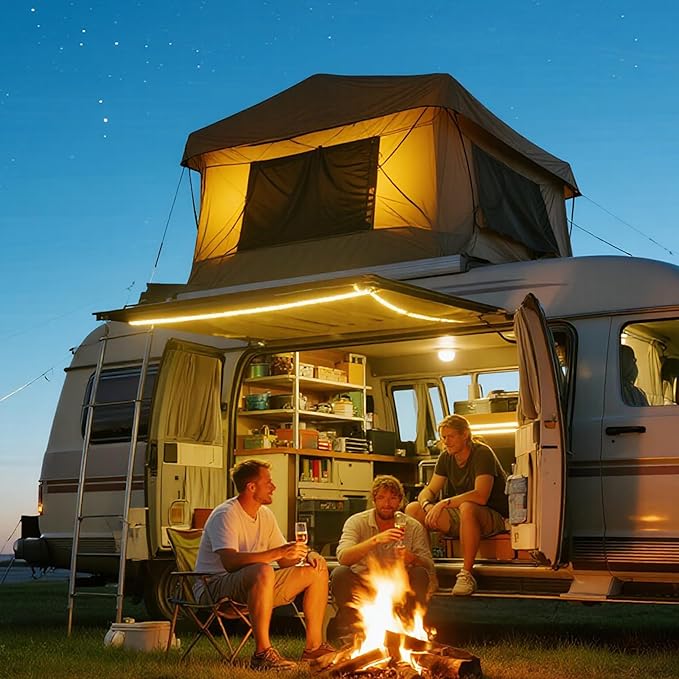 12V LED Interior Light Bar Kit, 4 Bars White Adjustable Brightness RV Camping Lights - Waterproof IP67, Magnetic & Velcro Mount, Portable Lighting for Tent, Car, Trailer, Boat, Truck, Off-Road, Cabin