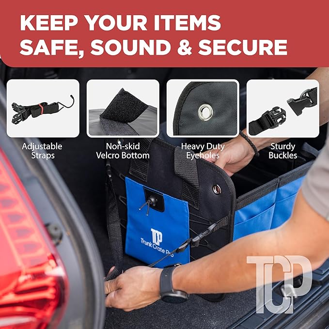 TRUNKCRATEPRO Car Trunk Organizers | Trunk Organizer, Car Storage Organizer - Premium Compartments Collapsible Portable car trunk organizers and storage for SUV (Large Capacity)