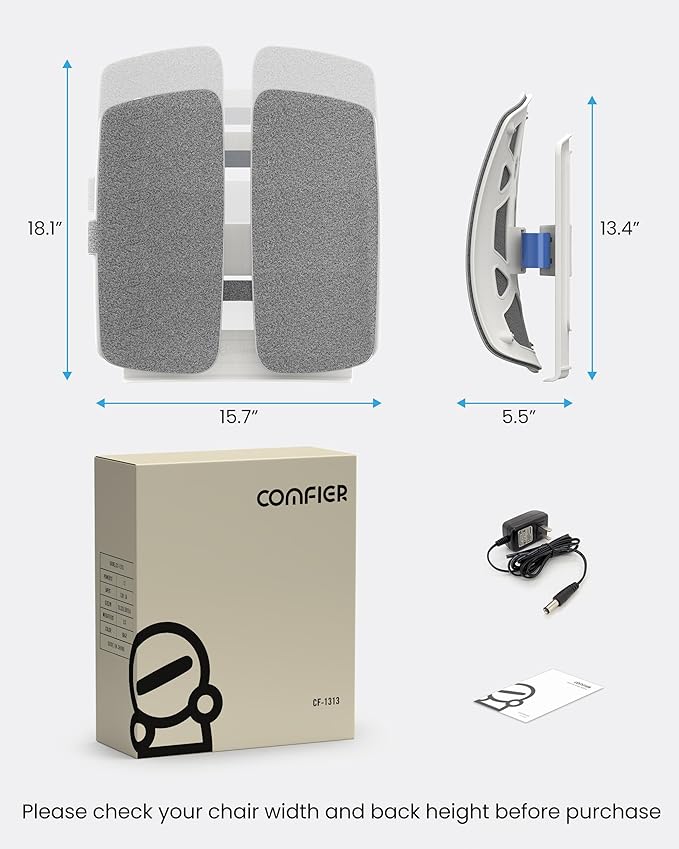 COMFIER Heated Lumbar Support Pillow with Vibration Massage, Back Support Cushion for Office Chair, Adjustable Height up to 18.1 in – Thoughtful Gifts for Mom Dad Women Men