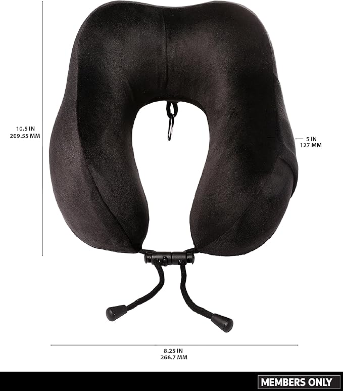 Members Only Black Neck Pillow for Traveling - Travel Pillow for Airplanes, Cars, Trains - Plane Travel Essentials