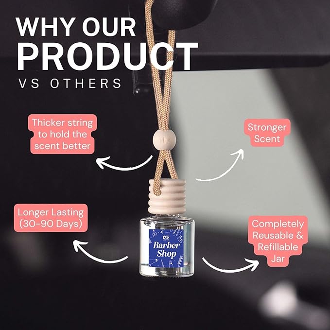 C&E Craft Co Hanging Car Air Freshener Diffuser 2 Pack, Long Lasting Fragrance Oil Car Freshener, Glass Bottle Auto Air Freshener, Made in USA (Tuscan Leather)