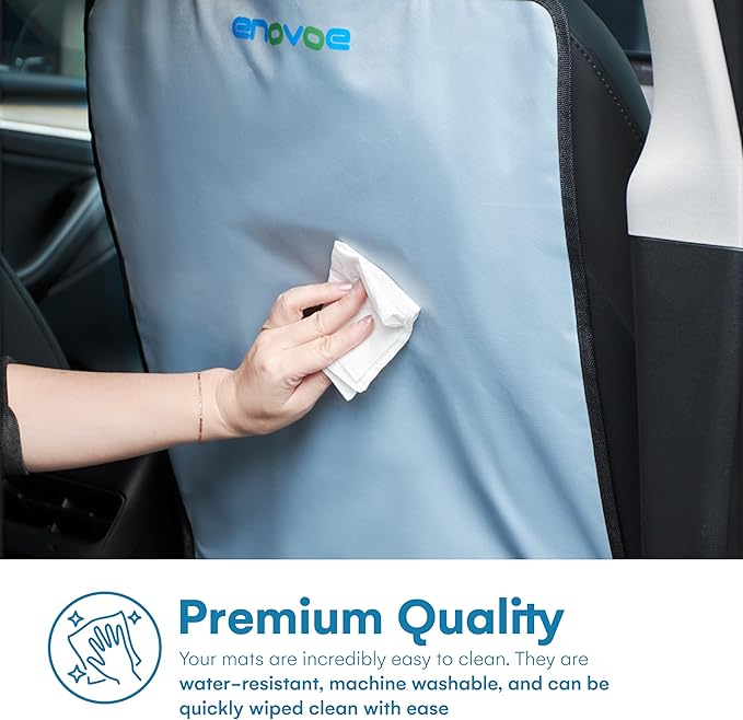 Enovoe Kick Mats - Set of 2 - Back of Seat Protector for Kids Feet - Car Seat Back Protector - Shields from Dirt and Scuffs - Durable Material - 16.8x32.8inch - Grey - Kick Mats Back Seat Protector