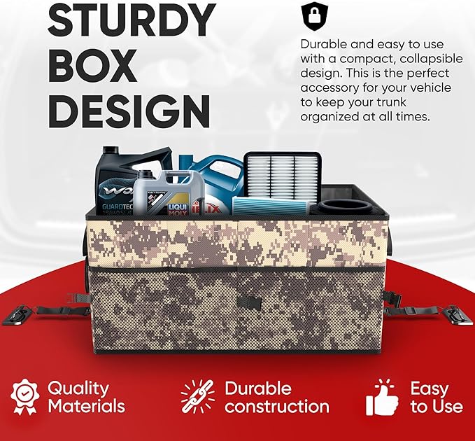 FORTEM Trunk Organizer For SUV Car Trunk Organizer, Foldable Storage, Car Accessories for Women Men, Collapsible Bag, Perfect Christmas Gifts, 600D Oxford, Non Slip Bottom, Straps, Soft Cover (65L)