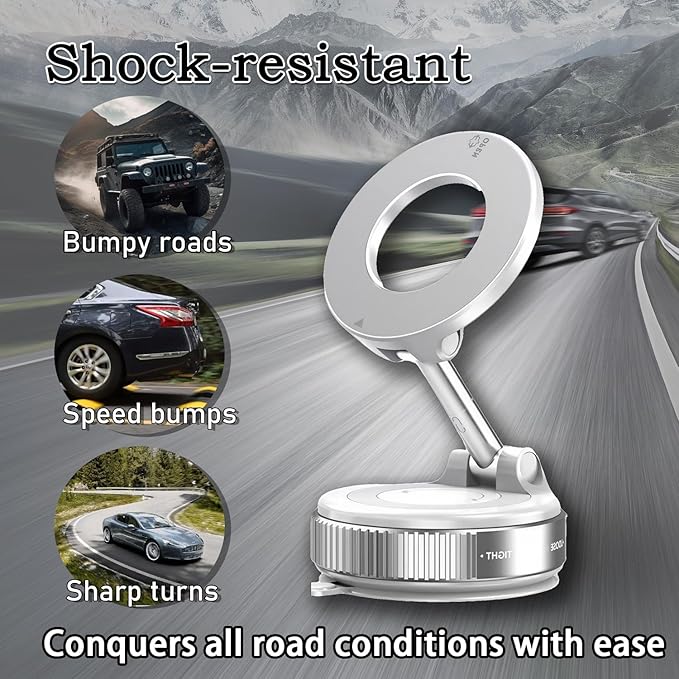 Super Stable Car Mount, Universal Aluminum Alloy Holder for Dashboard & Tesla Screen - Fits iPhone 12/13/14/15/16/17 Pro Max Series, Android Smartphones & All Phones