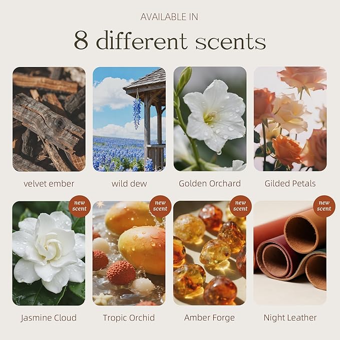 Car Air Freshener with Premium Leather Visor Clip, North American Alder Wood Scent Diffuser, Refillable Solid Wood Odor Eliminator for Vehicle Cabin, Truck & SUV, No Liquid, No Mess (Jasmine Cloud)