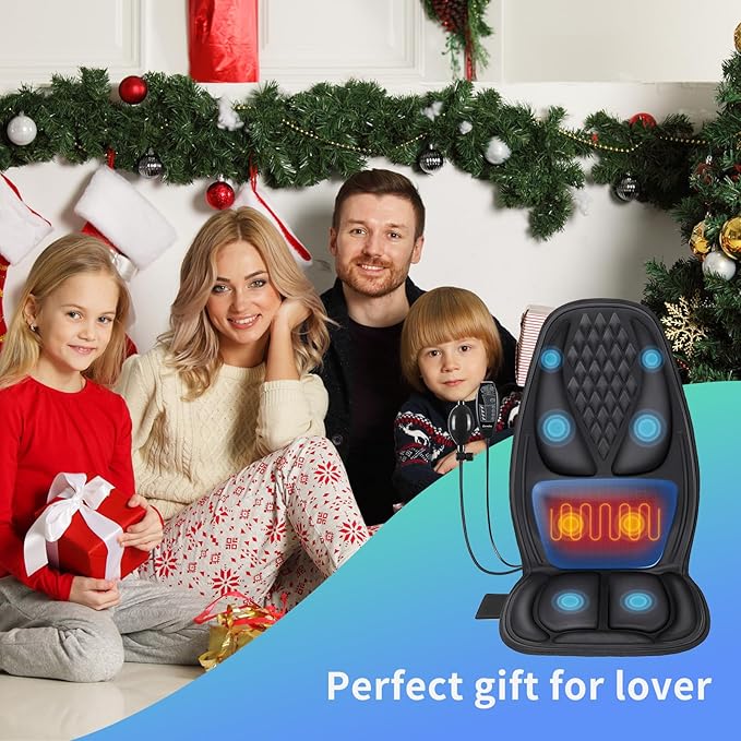 Back Massager with Heat with 8 Motors, Massage Chair Pad, Seat Massager with Back Traction for Full Body Massage, Massage Cushion for Home/Office/Valentine's Day