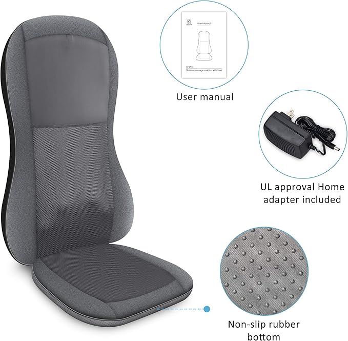 COMFIER Shiatsu Full Back Massager,Massage Chair Pad with Heat,2D/3D Massage Seat Cushion,Chair Massager with 10 Shiatsu Nodes, Rolling Kneading Chair Pads for Lower Back,Gift for Men,Women