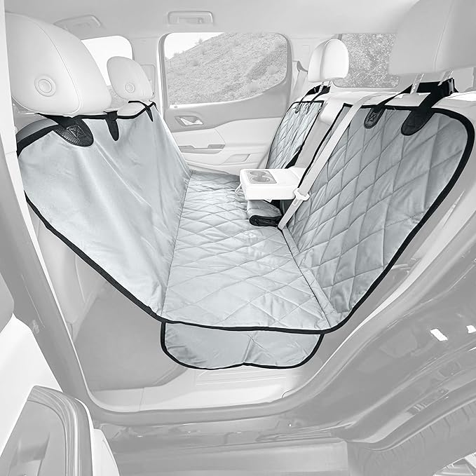 4Knines Dog Hammock for Full Size Trucks & Large SUVs (XL, Grey) – Bench Seat Covers for Trucks with 60/40 Split Seats - Armrest & Seatbelt Access – Waterproof, Easy Install, Machine Washable