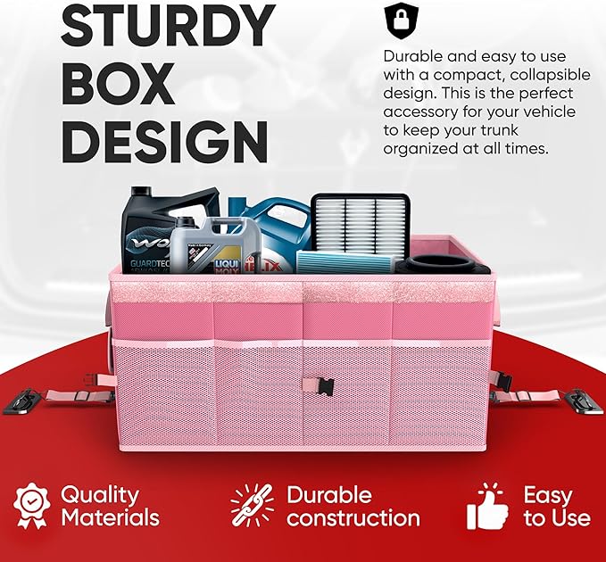 FORTEM Trunk Organizer For SUV Car Trunk Organizer, Foldable Storage, Car Accessories for Women Men, Collapsible Bag, Perfect Christmas Gifts, 600D Oxford, Non Slip Bottom, Straps, Soft Cover (65L)