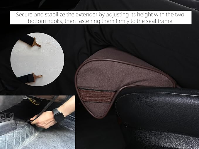 JUPENG Car Seat Leg Extender with Memory Foam ,Leg Rest Pillow for Tall Drivers,Office Chair ,Extra Long Leg Support Cushion,Car Seat Thigh Extender Support Cushions(Black,Beige,Brown) (Brown)