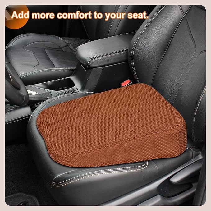 HARFINGTON 2pcs Seat Cushion 3.94" Thick Comfort Memory Foam Office Chair Cushion with Non Slip Bottom for Car Seat Driver, Beige