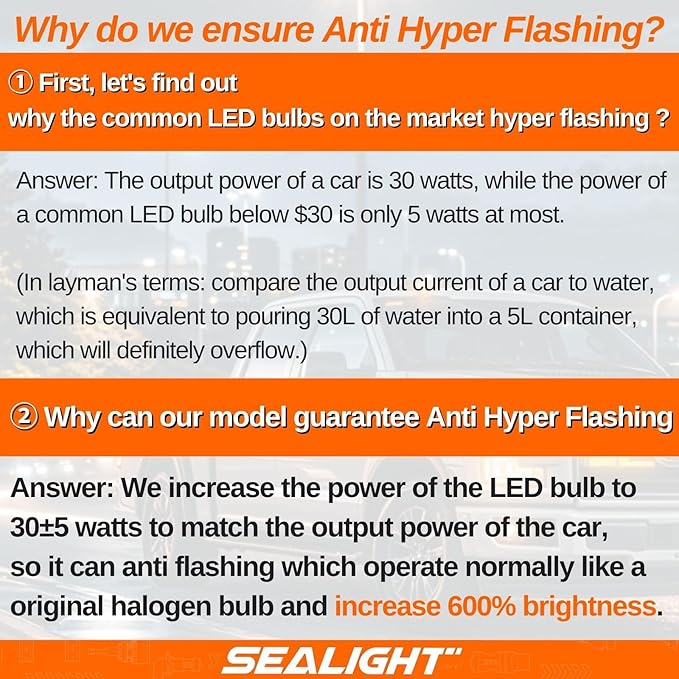 SEALIGHT 7443 7440 LED Bulb White Reverse Light, 7444na 7441 7444 T20 W21W LED Light Bulb with Projector for Backup Light,Tail Light,Brake Parking, Pack of 2