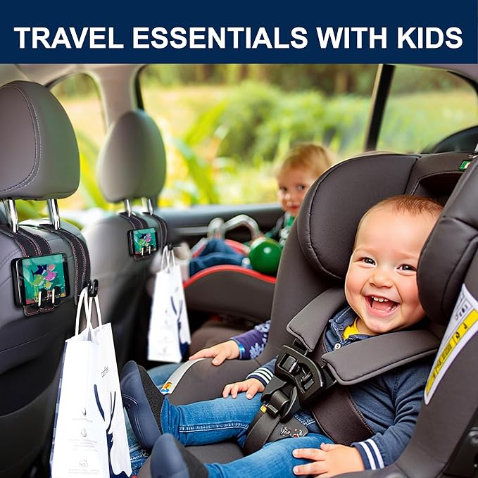 Mu&Ti Purse Hook for Car,Leather Seat Back Storage Hook, 2 Pack Hooks for Headrest, Car Accessories for Women (Black)