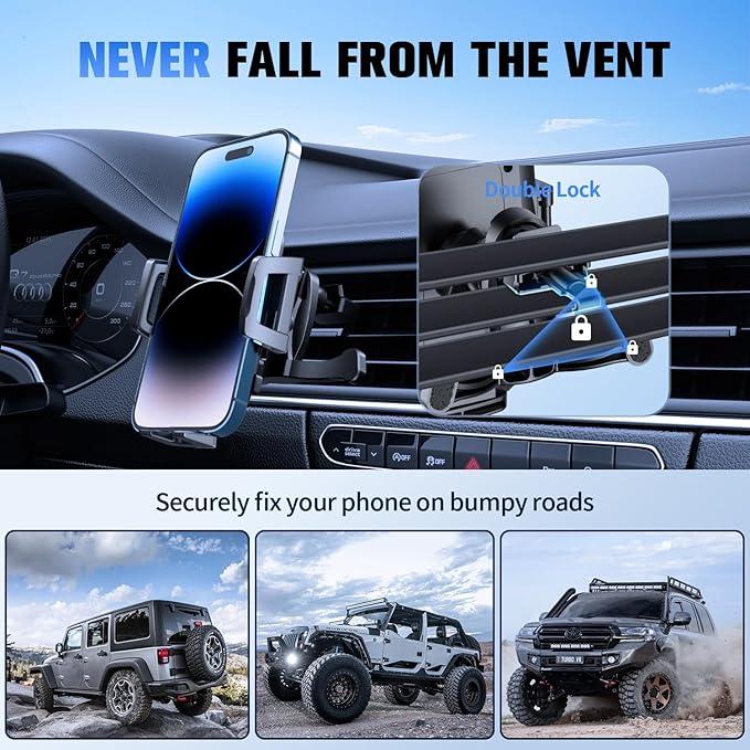 3 in 1 Car Phone Holder, Dashboard & Windshield & Vent Universal Car Mount Phone Holder for Your Car, Cell Phone Holder Truck for iPhone 17 16 15 Pro Max 25 Samsung, Matte Black