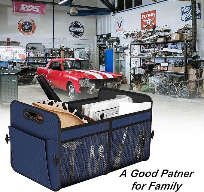 Femuar Car Trunk Organizer,Car Storage Organizer with 72L Large Capacity Waterproof Collapsible and 11 Pockets,Trunk Organizer for Car Suv/Jeep/Sedan, Large Size,Blue