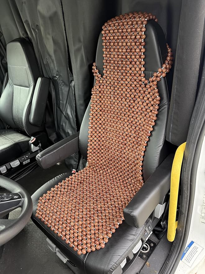 Extra Large Natural Wood Beaded Seat Cover Massaging Cooling Cushion for Truck, Trailer, Van
