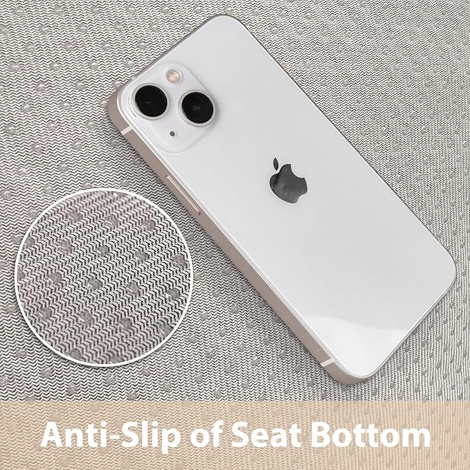 CAR PASS Luxury Nappa Leather Front Car Seat Covers, Sideless Car Seat Protectors with Storage Pocket, Non-Slip Automotive Seat Cover for Cars Trucks SUV, Airbag Compatible, 2 Pack (Beige)