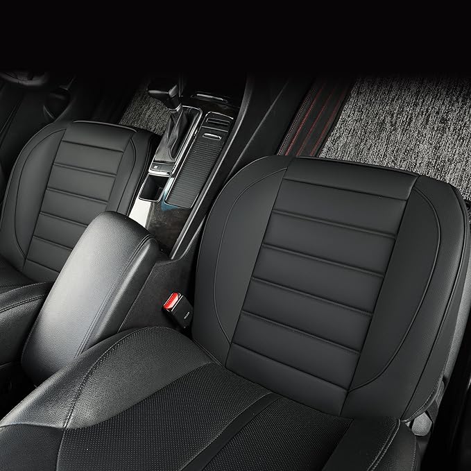 1 Pack Leather Front Car Seat Covers,Bottom Seat Covers for Cars,Driver Car Seat Cushion Cover,Luxury Seat Protectors,Waterproof,Full Wrap,for Most Vehicles,Sedan,Truck,SUV(Black)