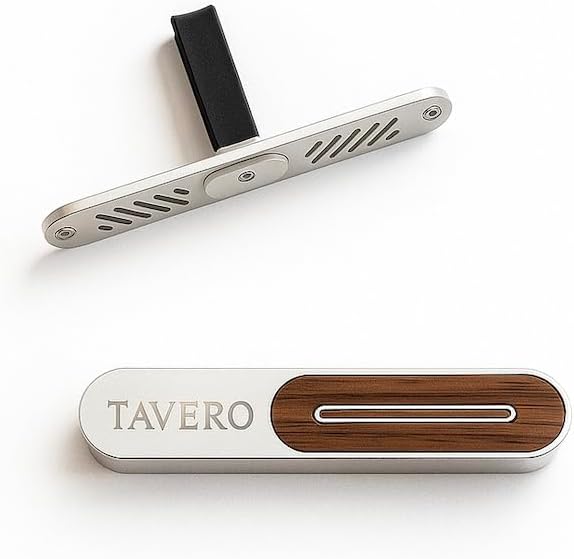 Luxury Car Air Freshener Vent Clip – Refillable Aluminum & Walnut Wood Diffuser, Minimalist Vent Freshener, Long-Lasting Scent - 1 Month Wick - 1 Pack