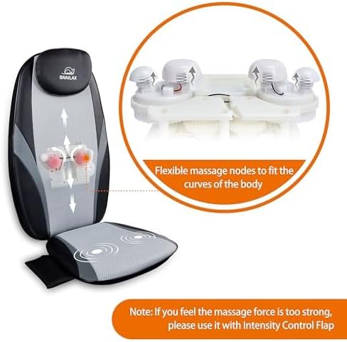 Snailax Shiatsu Massage Cushion with Heat Massage Chair Pad Kneading Back Massager for Pain Relief Deep Tissue 3D Roller Travel Up/Down to Relax Tense Muscle, Office Home Use