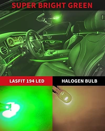 LASFIT 194 168 T10 2825 W5W LED Bulb Canbus Error Free,3030 Chipsets Error Free for Car Interior Dome Map Door Courtesy Lights, Non-Polarity 400LM 6000K Extremely Bright Green Color