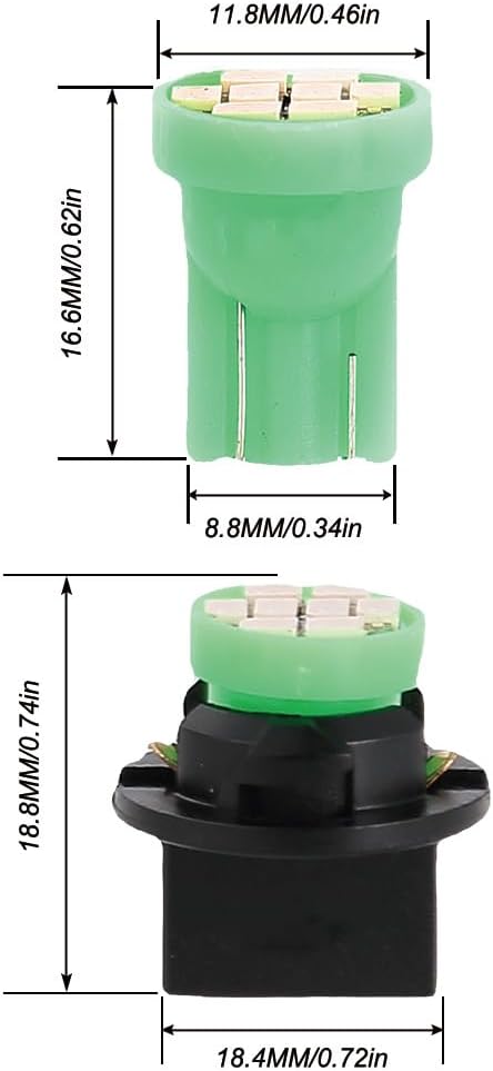 T10 194 168 Dash Instrument White LED Light Bulbs Bright Panel Gauge Cluster Dashboard LED Light Bulbs 10Pcs/Set (Green)