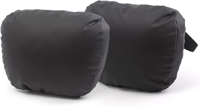 TPARTS Leather Headrest Neck Pillow for Tesla Model Y/X/3/S, Tesla Model 3 Accessories,Tesla Model Y Accessories, Car Neck Pillow for Traveling (Set of 2 Black)