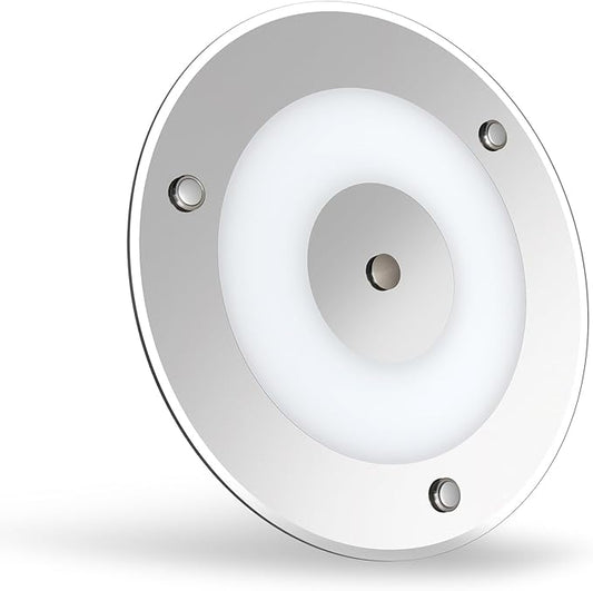 7.3 Inch 12 Volt LED Ceiling Dome Light, 720LM Dimmable Interior Light for RV Boat Camper Van Caravan Truck Motorhome Interior Lighting, Blue Light & Touch Switch(Warm White)