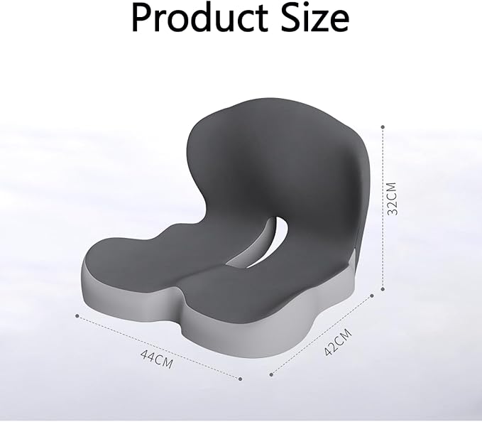 Back and Seat Cushion, Car Seat Cushion, Soothe+ Cushion, Pressure Relief, Non-Slip Belt Backrest, Ergonomic Memory Foam Backrest (Black)