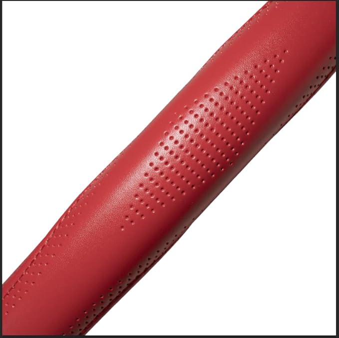 HAOKAY Top Grade Red Genuine Leather Steering Wheel Cover Women, Luxury Steering Wheel Cover for Cars, SUVS and Trucks，Universal 14.5-15 inch