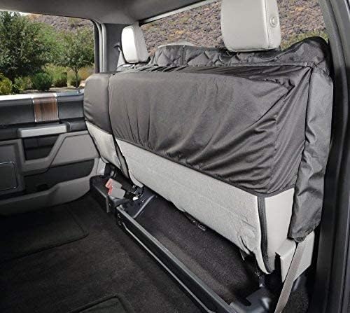 4Knines Bench Seat Covers for Trucks with Dog Hammock & Split-Tech - Rear Seat Protector for Dogs Fits Full Size Crew Cab with Split Bench Seats - Waterproof Dog Seat Cover (Passenger Side, Beige)