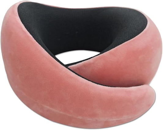 Snail Flexible Neck Pillow, Premium Memory Foam Travel Pillow, 360°Ergonomic Design, Asymmetrical Sides, Suitable for Flight, Car, Office, Washable Pillowcase (Pink)